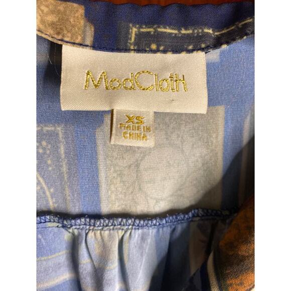 Blue Modcloth Blouse Fantasy Book XS - Picture 8 of 12